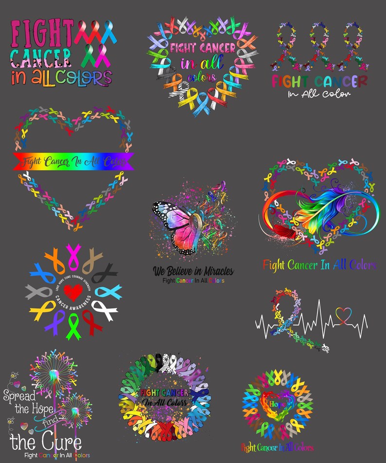 Fight Cancer in All Colors Cancer Awareness Bundle PNG File, Cancer ...