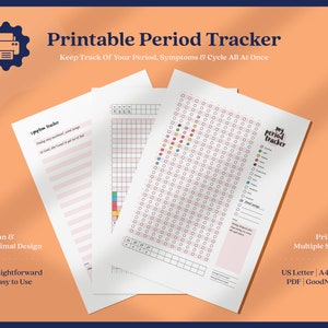 Period Tracker, Period Journal, Menstrual Cycle Planner, Ovulation Tracker, Symptom Tracker, Digital Printable PDF