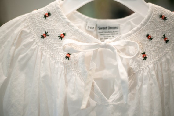 Sweet Dreams Smock Dress, White, Tie front, Smock… - image 7