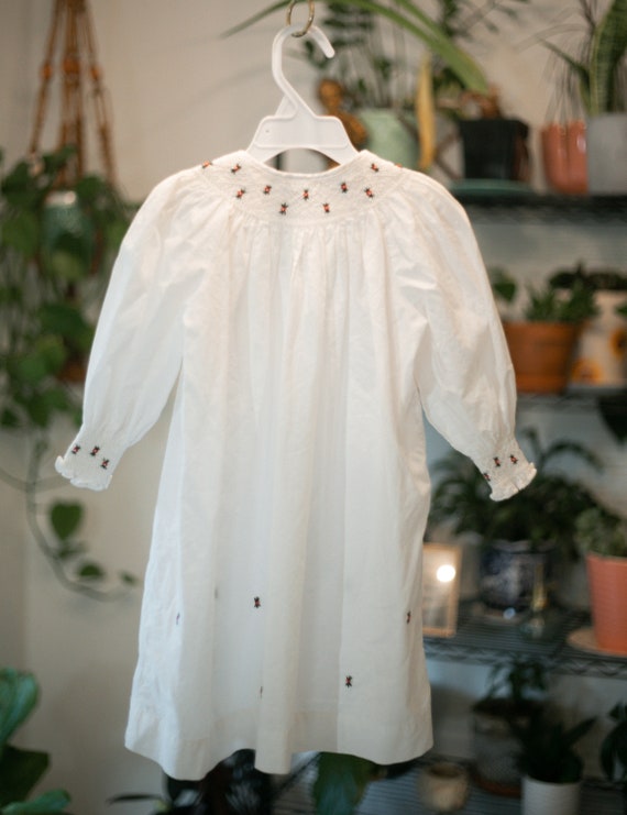 Sweet Dreams Smock Dress, White, Tie front, Smock… - image 3