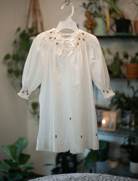 Sweet Dreams Smock Dress, White, Tie front, Smock… - image 2