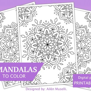10 Mandala pages PDF - Instant download - Printable adult coloring book. Stress relief hobbies