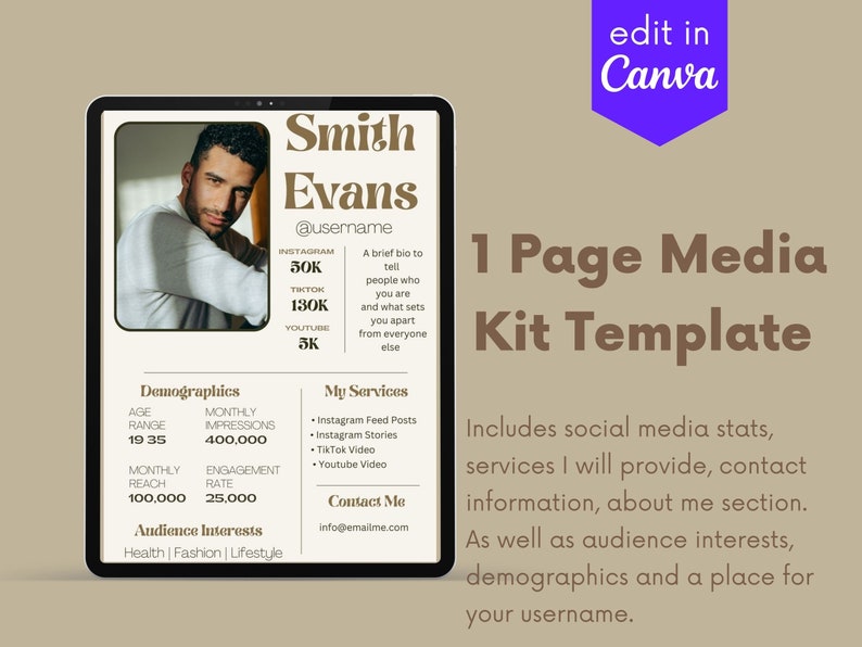 Media Kit Template|media Kit|media Kit Canva|media Kit Influencer|media ...