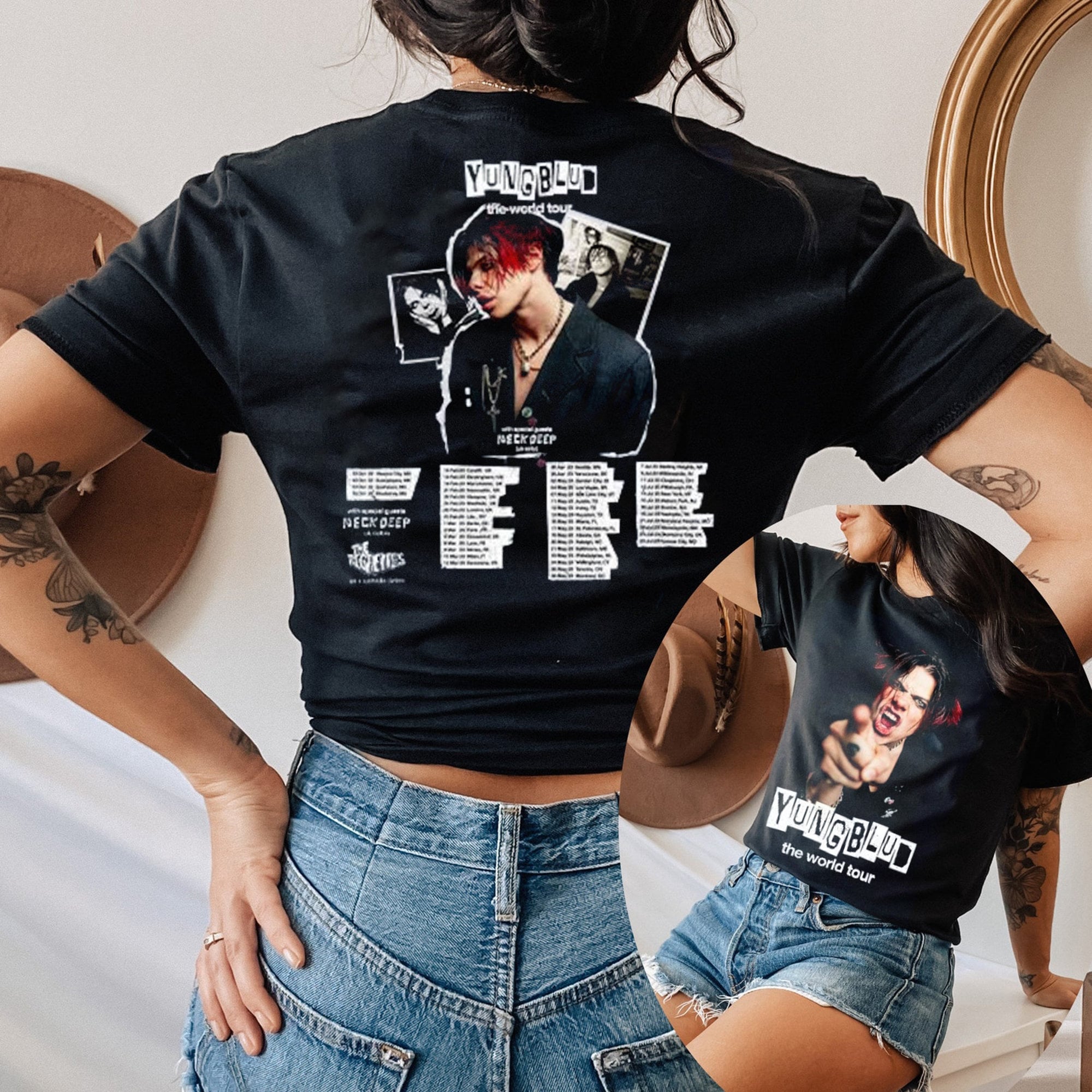 Discover Yungblud World Tour 2023 Zweiseitiges Shirt, Yungblud Tour 2023 Gift For Fan