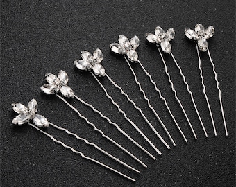 6 piezas de alfileres de pelo de cristal nupcial, accesorios para el cabello de boda, alfileres de pelo de dama de honor, pieza de pelo de novia, alfileres de pelo de boda, joyería de boda, Reino Unido