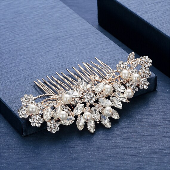 Silver and on sale pearl hair combs