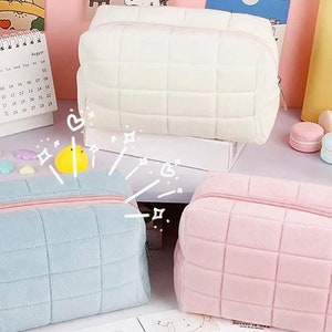 Puffy Pastel Pouch | Cosmetic Pencil Case Cute Kawaii School Desk Office Stationery Storage Makeup Organise Girl Korea Japan Trend Bag