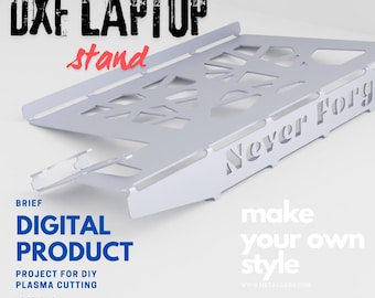Laptop Stand With Sign, diy Gift, Diy Sheet Metal Laptop Stand Dxf Files, Metalworking Project DXF Plans, dxf files, Desk Organizer