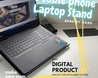 DIY Laptop Stand with Phone Holders, Metalworking Project DXF Files