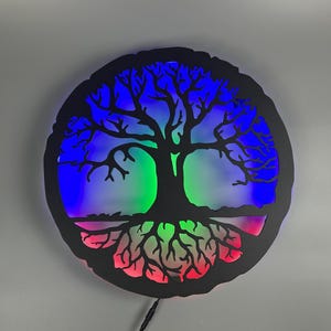 Tree of Life Metal Wall Decor with LED Backlight | Handcrafted 50 cm Black Art | Nature-Inspired Modern Decor | Free Delivery