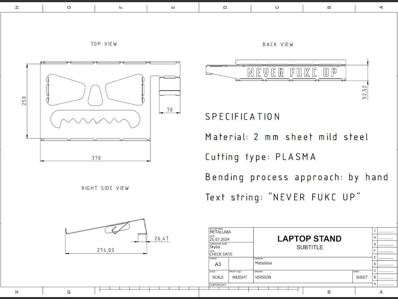 DIY Sheet Metal Laptop Stand DXF Plans, Metalworking Project (digital ...