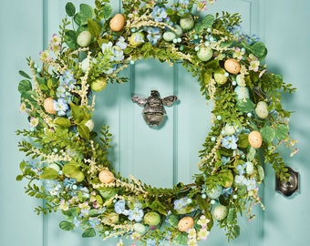 Easter Egg Wreath, Blue, 70 cm