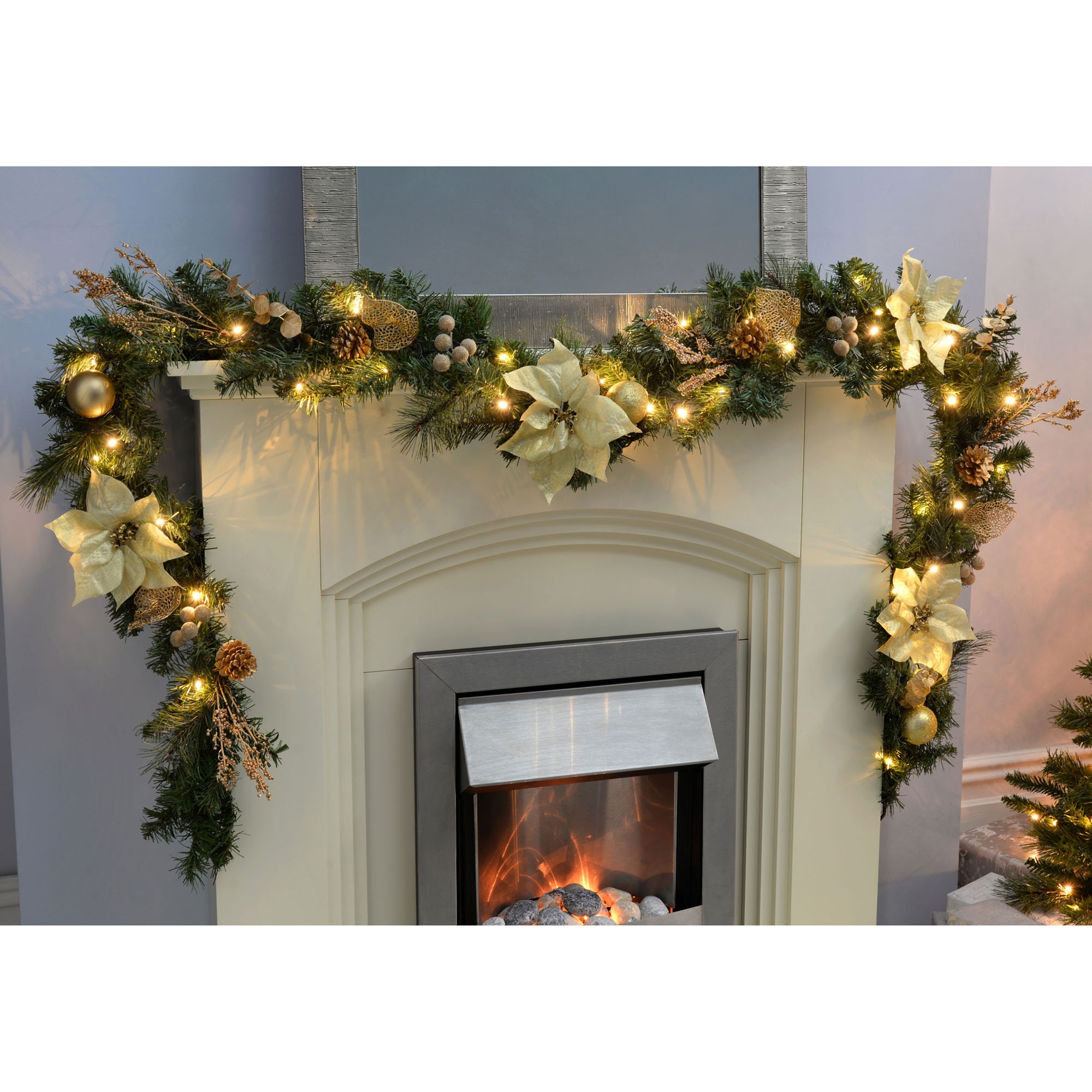 9ft Decorated Prelit Garland Illuminated With 40 Warm White Etsy UK