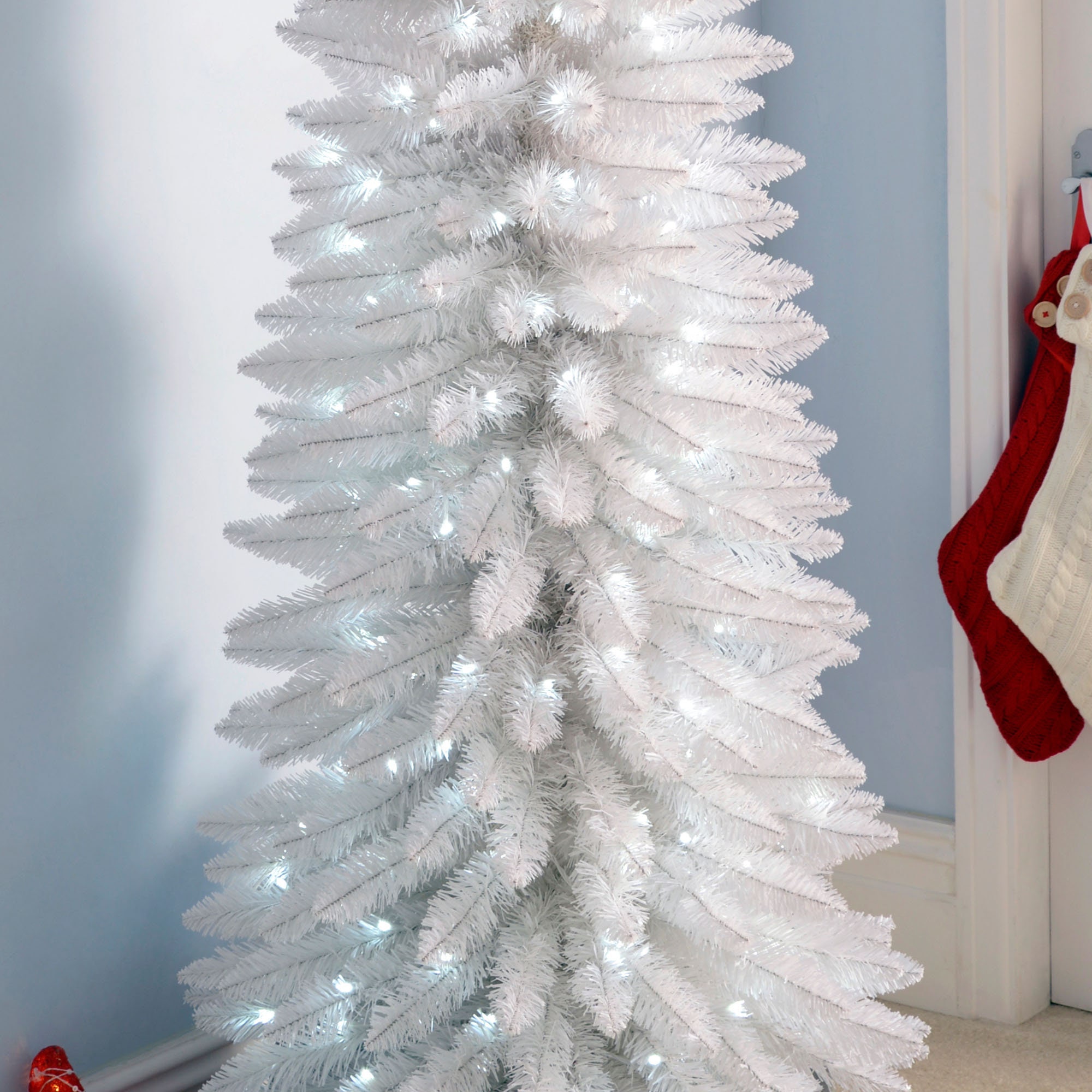 Prelit White Pencil Christmas Tree With 180 LED Lights Etsy UK