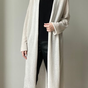 Lange Kaschmir-Strickjacke-Creme Strickpullover-Weicher, gemütlicher Strick