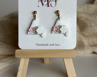 Newfoundland province earrings | floral earrings | handmade polymer clay earrings | 18k gold plated stainless steel ball post |
