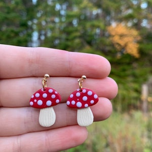 Mushroom Dangle Earrings | Polymer Clay Earrings | Handmade Earrings | boho Earrings |