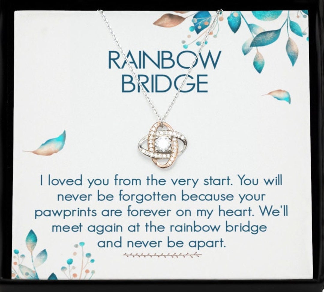 Rainbow Bridge Message Card Necklace Pet Loss Gift Sterling Silver Rose ...
