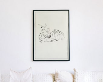 Deer Graphite Sketch Wall Art & Illustrations in three colors – DIGITAL DOWNLOAD