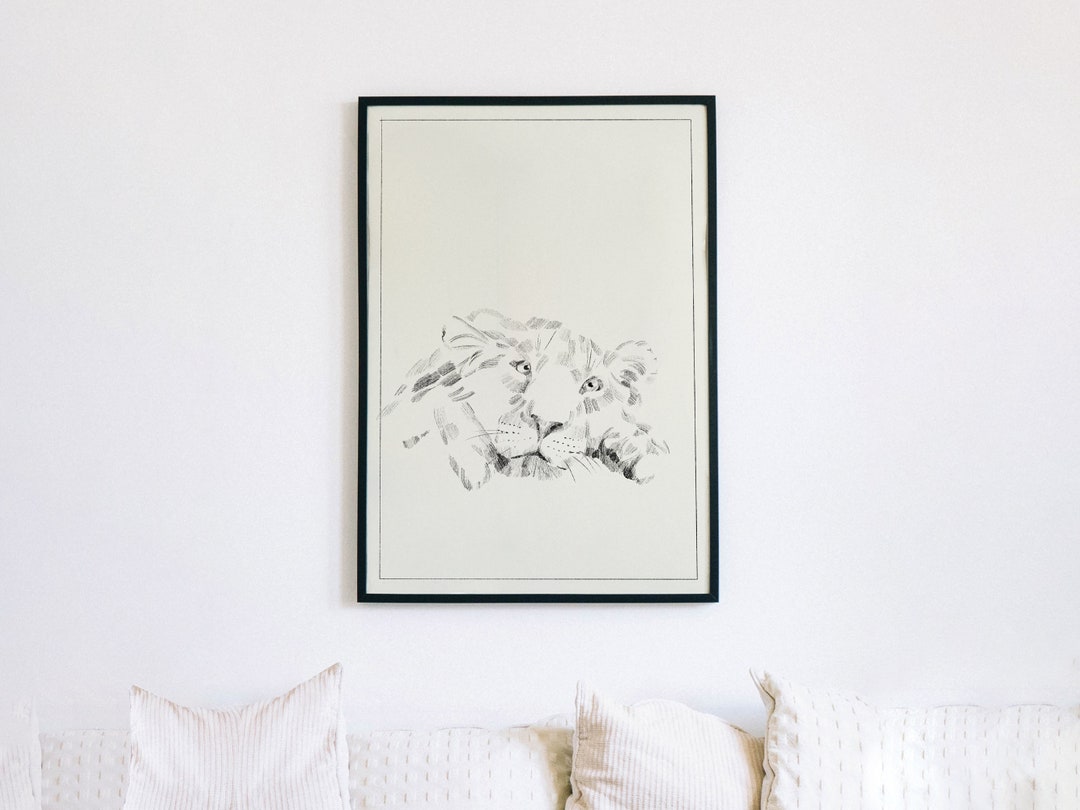 Lion Graphite Sketch Wall Art & Illustrations in Three Colors - Etsy