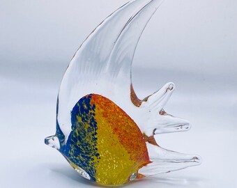 Handmade Art Glass Murano Glass Style Millefiori Fish Figurine Handblown Colorful Fish Figurine Gift for Fish lover Nautical Decor