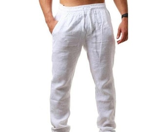 Pantaloni in lino e cotone da uomo Pantaloni in lino traspiranti, pantaloni maschili perfetti, abbigliamento casual, moda maschile, taglia S-3XL