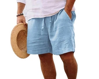 Pantalones de lino y algodón para hombre Pantalones de lino de playa transpirables, pantalones masculinos perfectos, ropa casual, moda masculina, talla EU S - EU 3XL