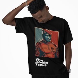 Vibrant Statement Tee of Ibrahim Traore, Pan African, Graphic Tee for Bold Individuals