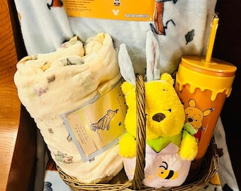 Winnie the Pooh plush blanket 60 x 90 and baby blanket 30 by 40 Easter bundle