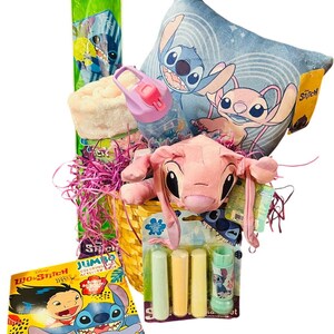 Stitch and Angel adorable bundle 40 by 50 baby throw Matching pillow Angel plush image 1
