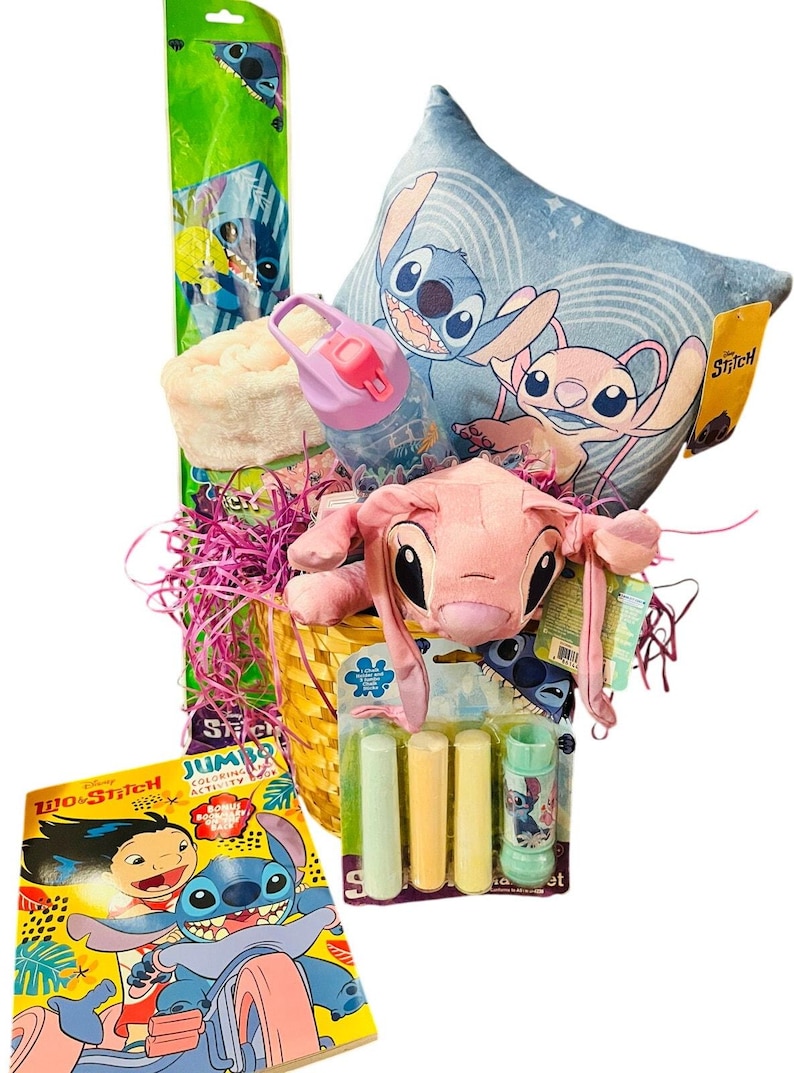 Stitch and Angel adorable bundle 40 by 50 baby throw Matching pillow Angel plush image 1
