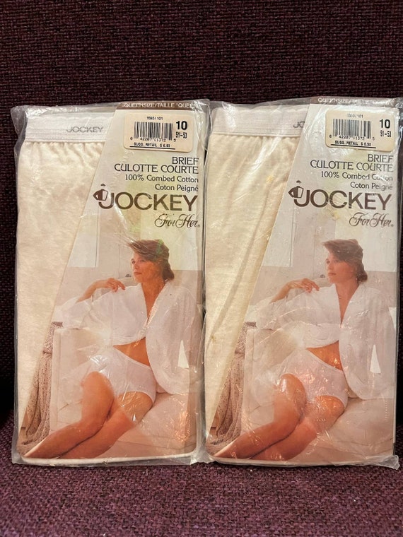 Vintage Jockey for Her Set of 2 Womens Queensize White Cotton Brief 