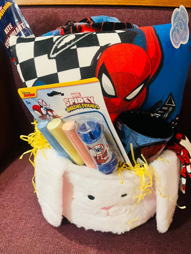 Spiderman Easter bundle soft throw 50 by 70 cloud pillow ,chalk,kite,mug and bubble wand image 7