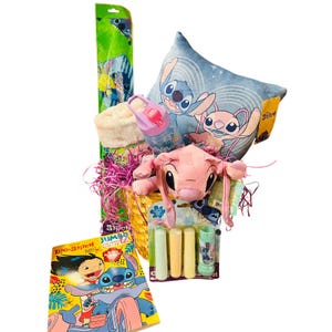 Stitch and Angel adorable bundle 40 by 50 baby throw Matching pillow Angel plush image 4