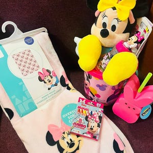 Minnie Mouse Adorable Bundle 40 BY 50 baby throw Easter Plush sand bucket image 1