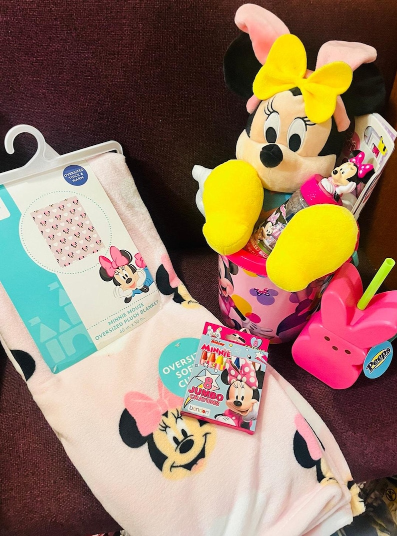 Minnie Mouse Adorable Bundle 40 BY 50 baby throw Easter Plush sand bucket image 1