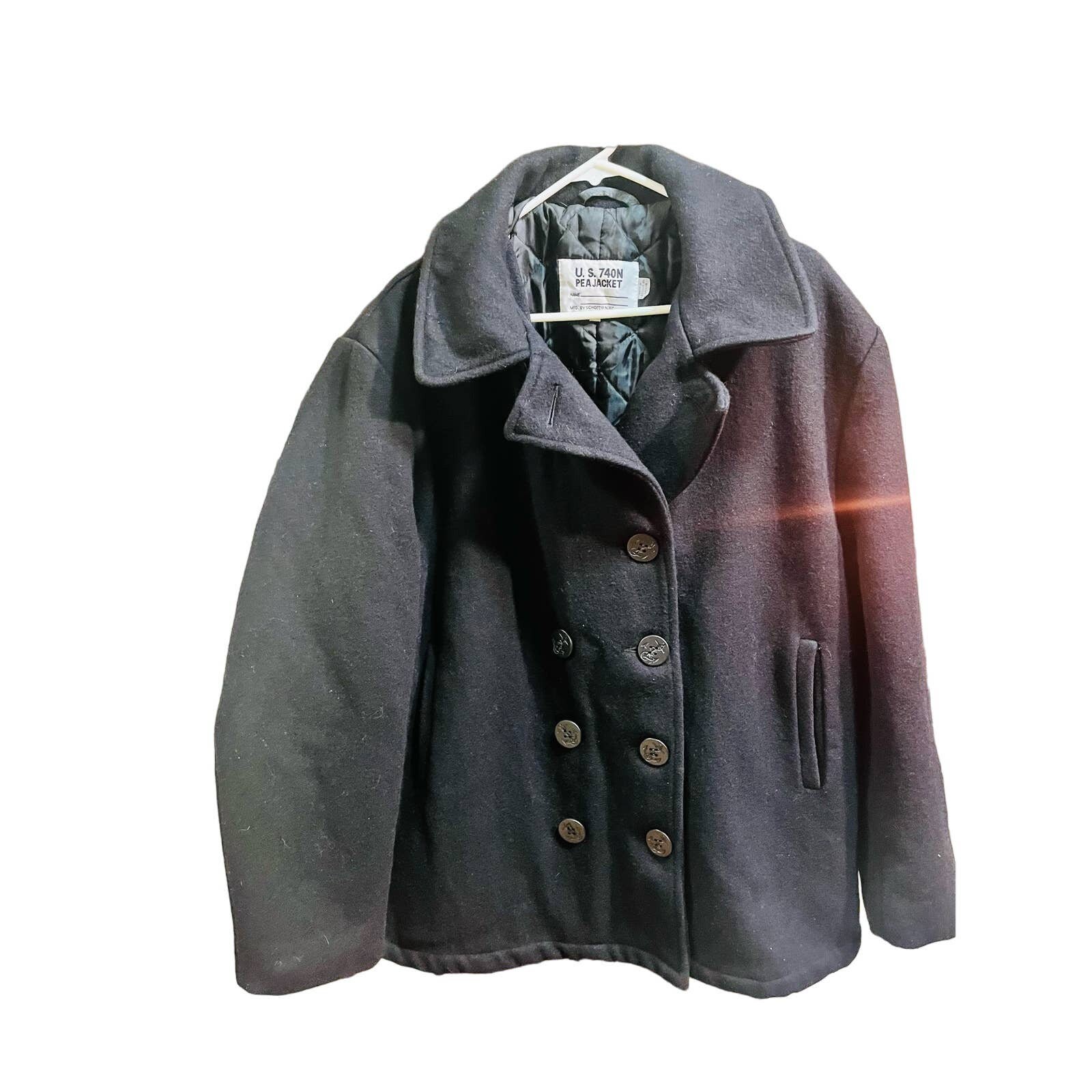 Schott U.S.740N/PEA JACKET/BNDL/ピーコート/46/ウール/BLK/無地