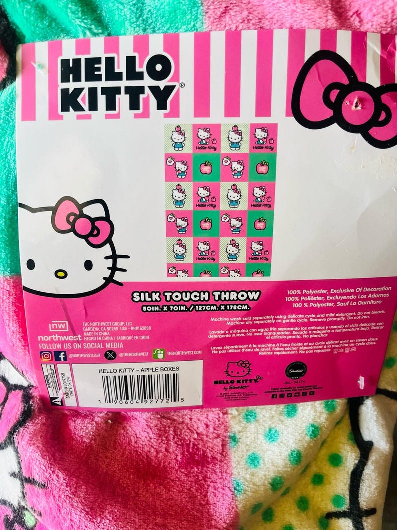 Hello Kitty Apple Boxes, Ross Silk Touch Throw 50 X 70 Etsy