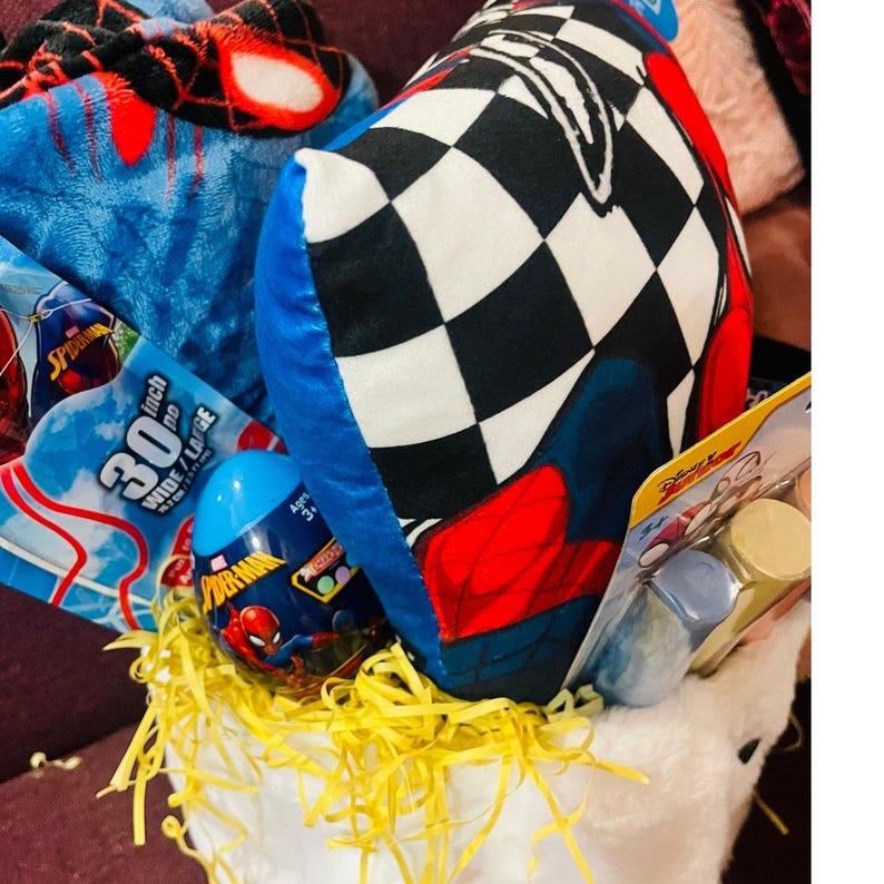 Spiderman Easter bundle soft throw 50 by 70 cloud pillow ,chalk,kite,mug and bubble wand image 4