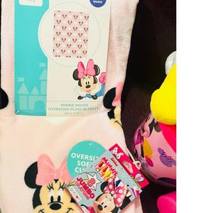 Minnie Mouse Adorable Bundle 40 BY 50 baby throw Easter Plush sand bucket image 2