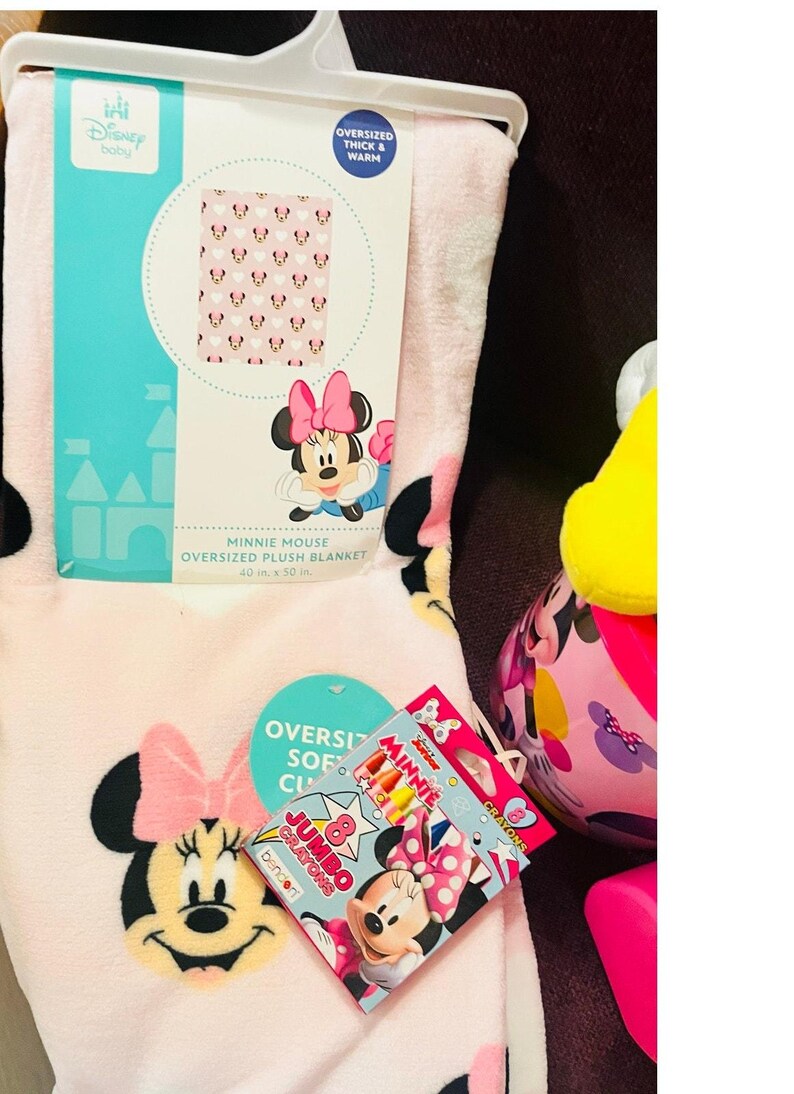 Minnie Mouse Adorable Bundle 40 BY 50 baby throw Easter Plush sand bucket image 2
