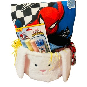 Spiderman Easter bundle soft throw 50 by 70 cloud pillow ,chalk,kite,mug and bubble wand image 1