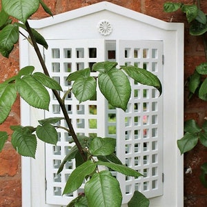 White Garden Mirror Shutter Outdoor Indoor Wooden Decorative wall feature image 4
