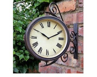 Warwick Outdoor Garden Clock With Thermometer And Swivel Station Bracket - 31.5cm