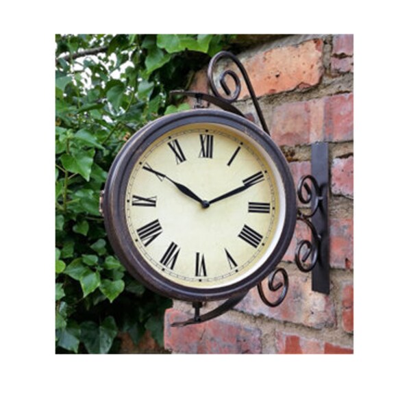 Warwick Outdoor Garden Clock With Thermometer And Swivel Station Bracket - 31.5cm