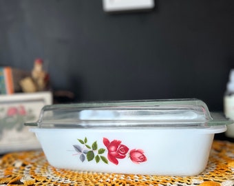 Pyrex June Rose Retangle Casserole Dish With Lid ~ 1960s ~ Vintage JAJ Made In England