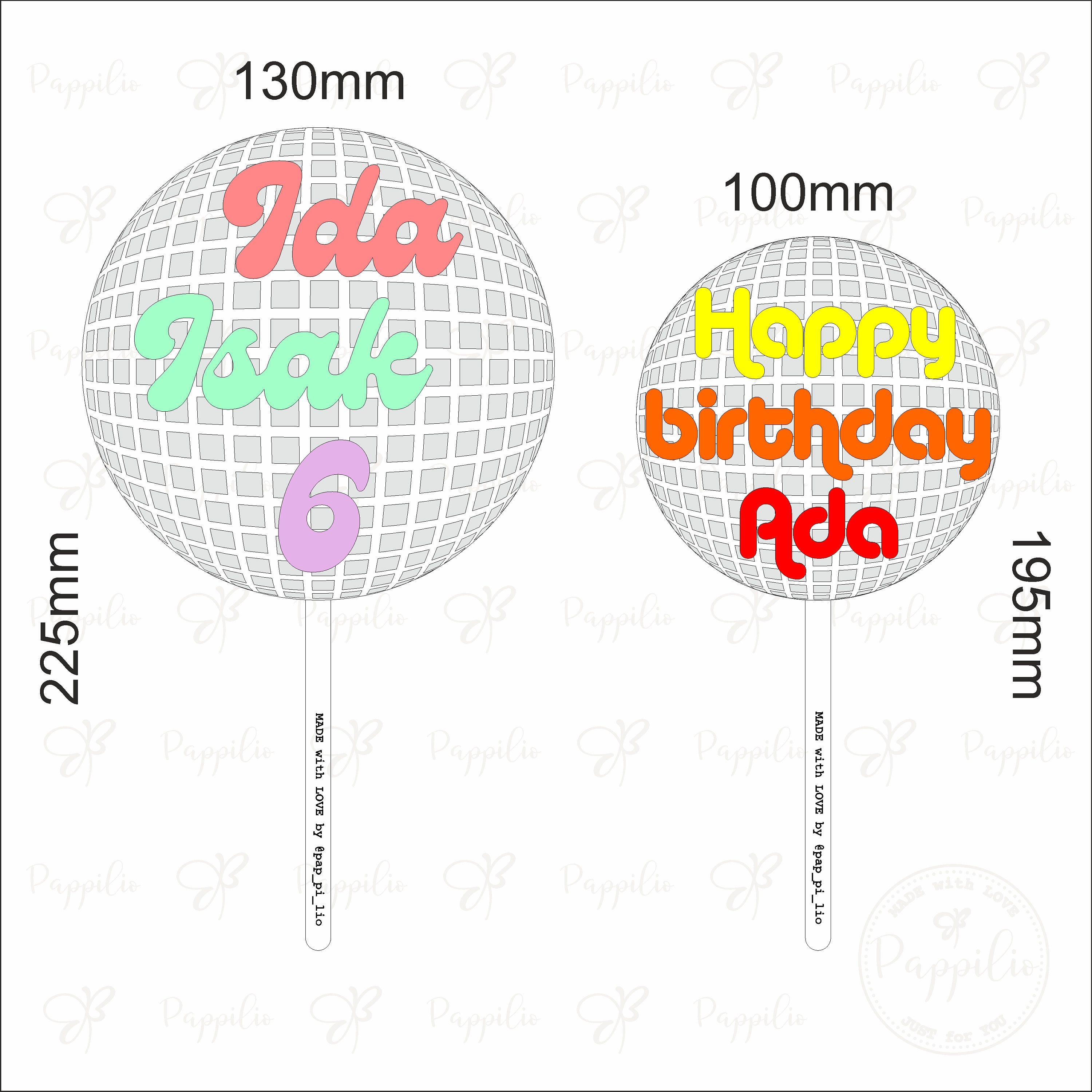 Disco Ball Cake Topper, 80's Cake Topper, Acrylic Ball Topper, Happy