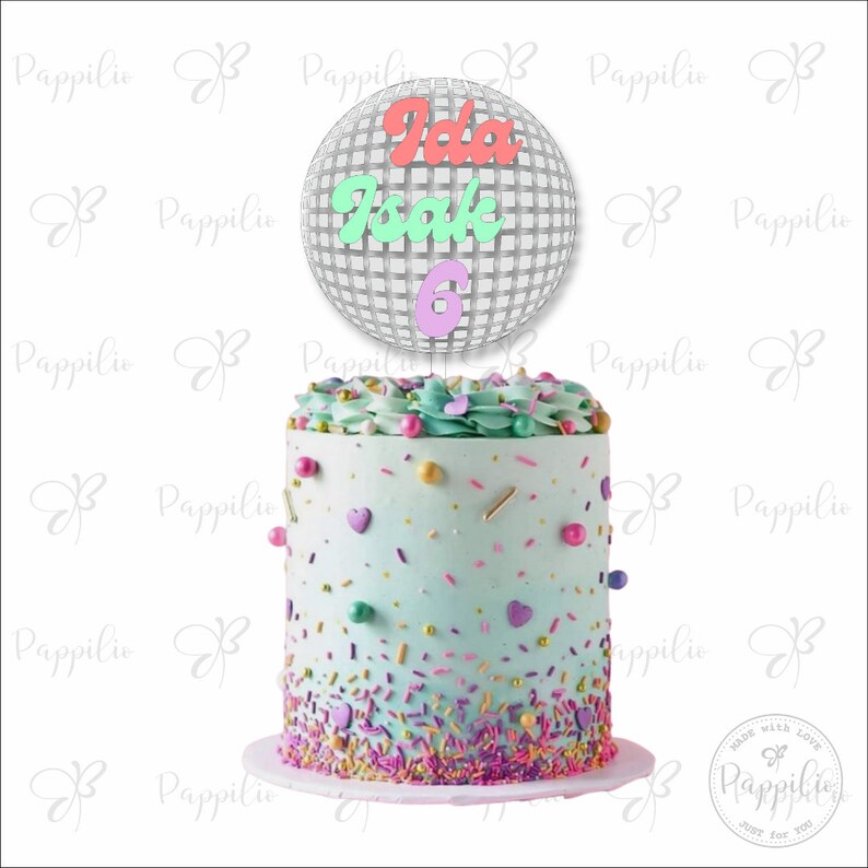 Disco Ball Cake Topper, 80's Cake Topper, Acrylic Ball Topper, Happy