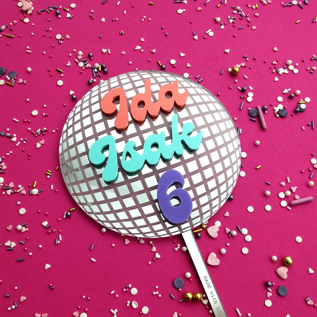 Disco Ball Cake Topper 80's Cake Topper Acrylic Ball Etsy