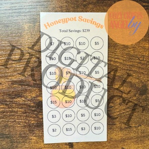 Honeypot Savings Challenge Printable | Budget Cash Envelope Tracker | Cute Digital PDF | Cash Stuffing | Sinking Fund Tracker